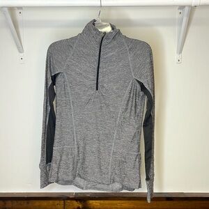 Champion Gray 1/4 Zip Long Sleeve Workout Top w/ Back Pocket- S